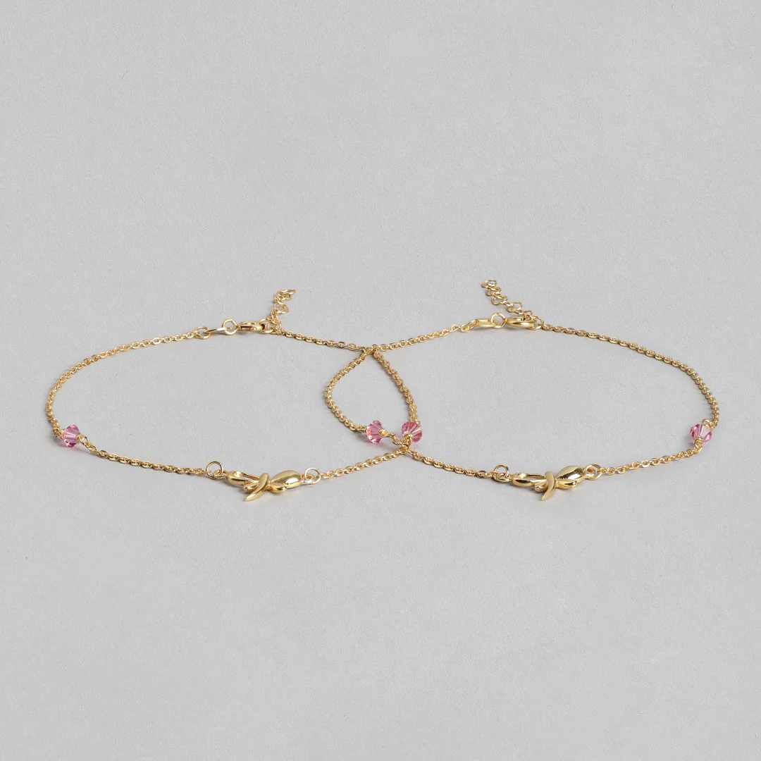Butterfly Wings Gold-Plated 925 Sterling Silver Anklet - Image 4