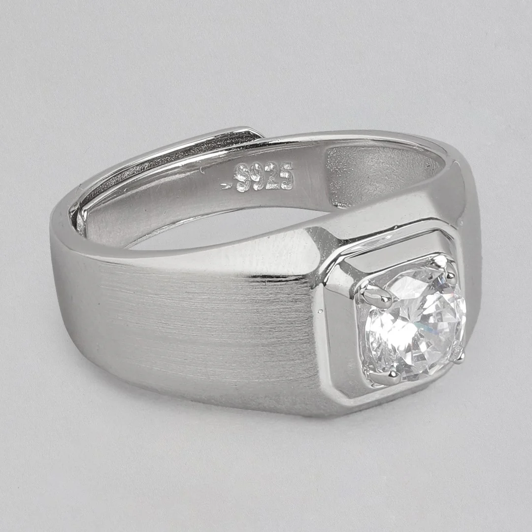 Celestial Bond Rhodium-Plated 925 Sterling Silver Couple Ring (Adjustable) - Image 8