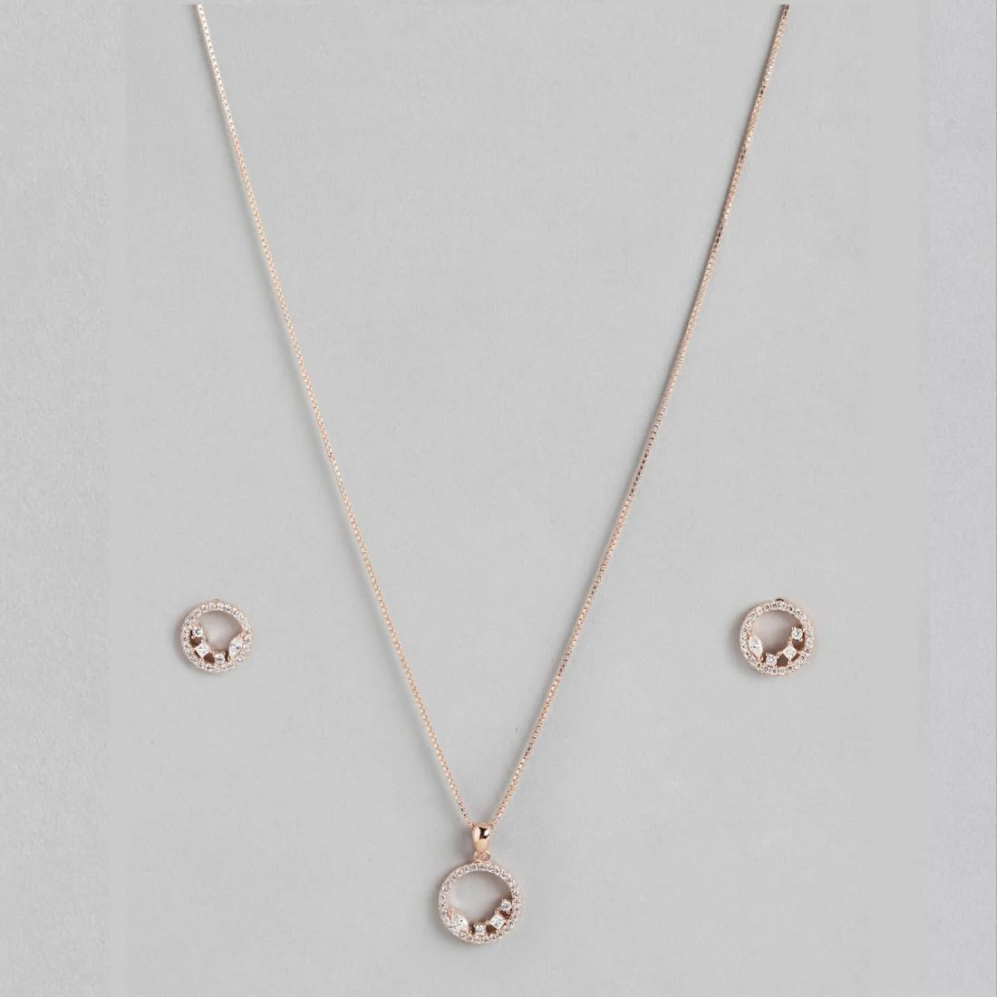 Celestial Circle of Elegance Rose Gold-Plated CZ 925 Sterling Silver Jewelry Set - Image 4