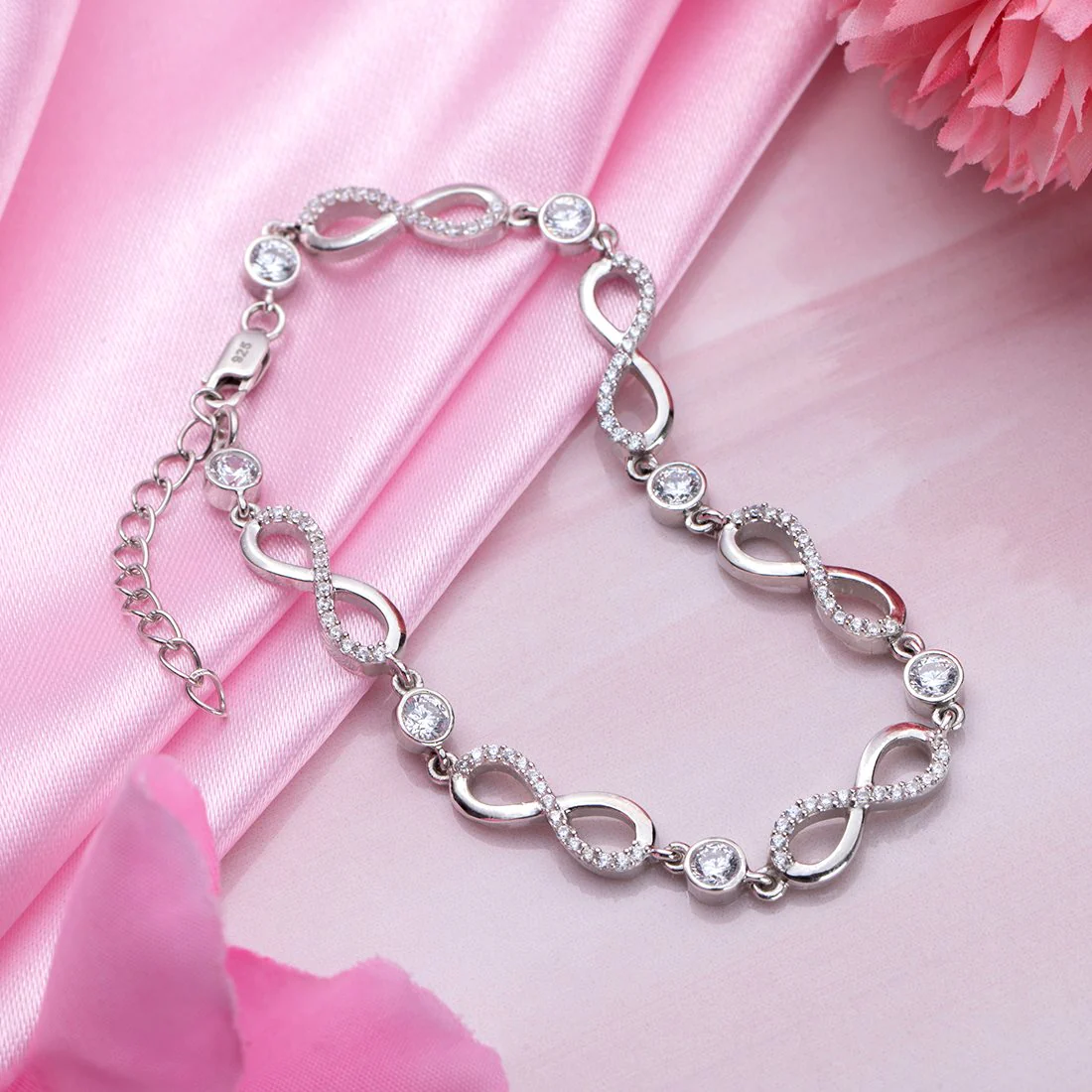 Celestial Eternity-Infinity Rhodium-Embraced 925 Sterling Silver Bracelet