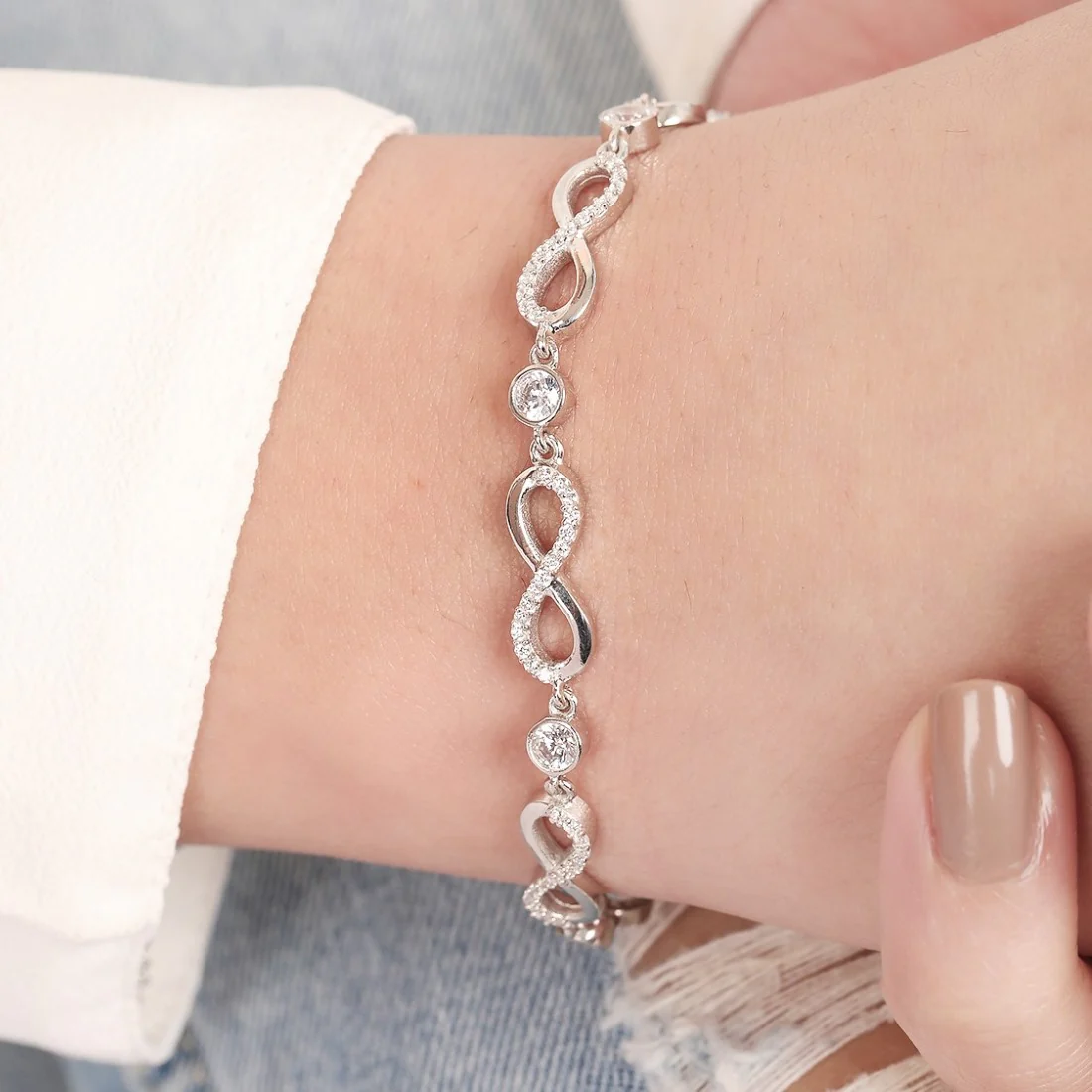 Celestial Eternity-Infinity Rhodium-Embraced 925 Sterling Silver Bracelet - Image 2