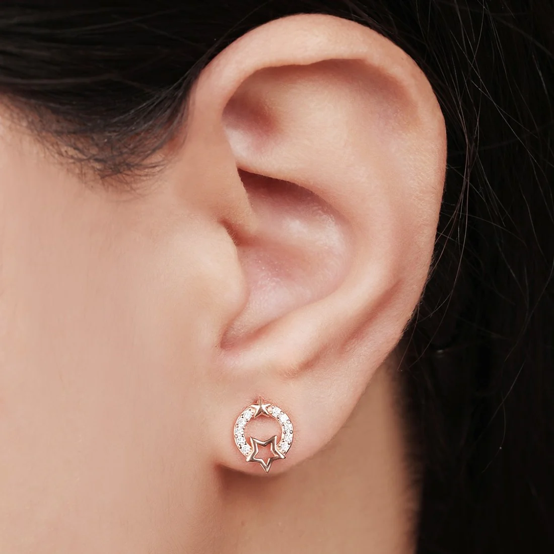Celestial Harmony Rose Gold-Plated 925 Sterling Silver Earrings - Image 4