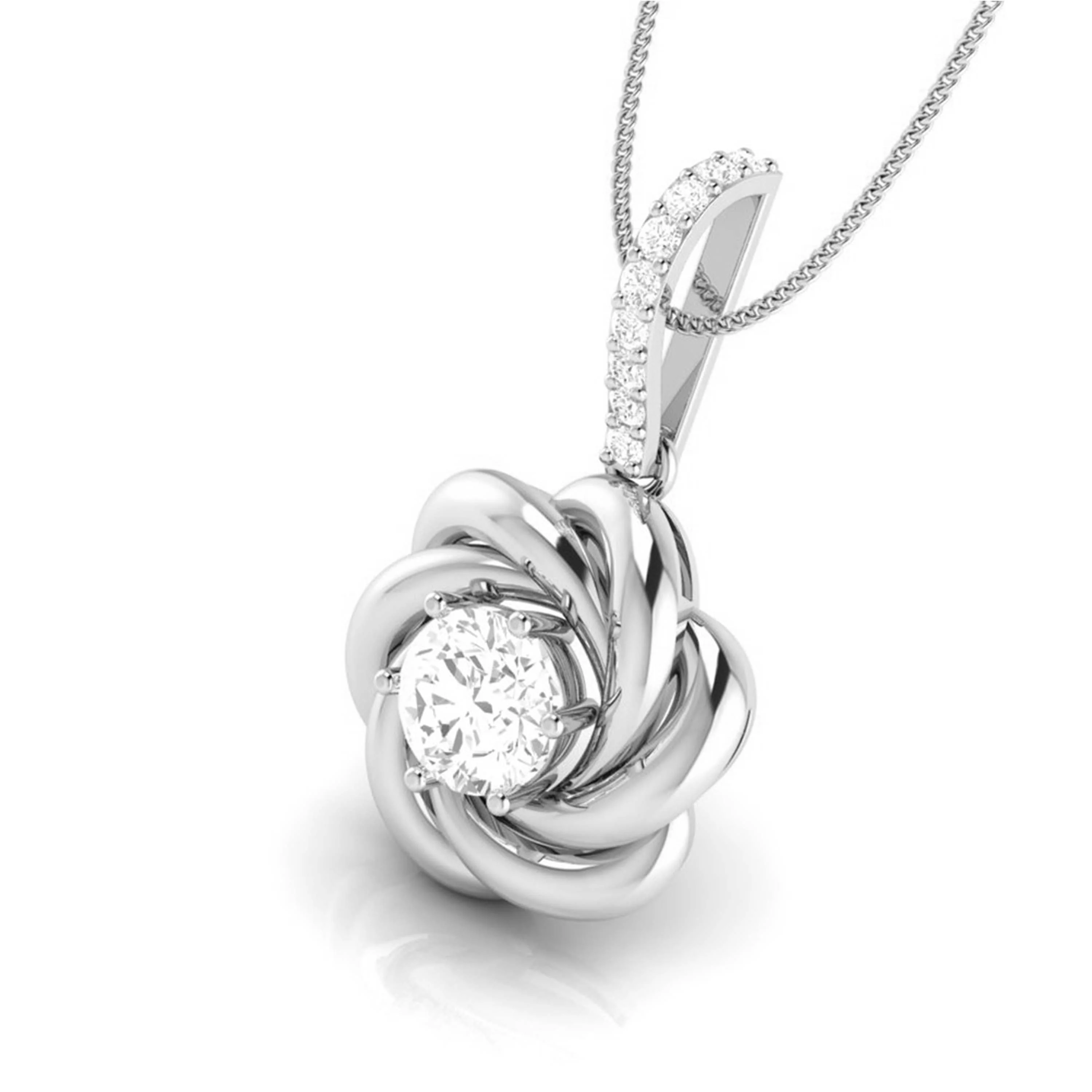 0.8 CT Swirl Solitaire Lab-Grown Diamond Star Pendant without Chain - Image 10