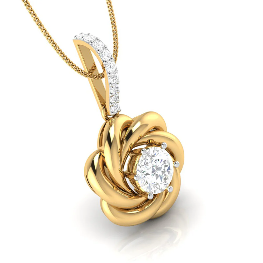 0.8 CT Swirl Solitaire Lab-Grown Diamond Star Pendant without Chain - Image 3