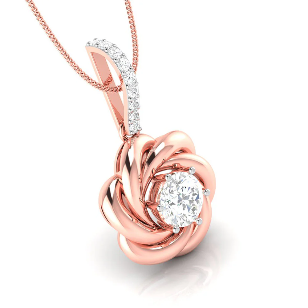 0.8 CT Swirl Solitaire Lab-Grown Diamond Star Pendant without Chain - Image 7