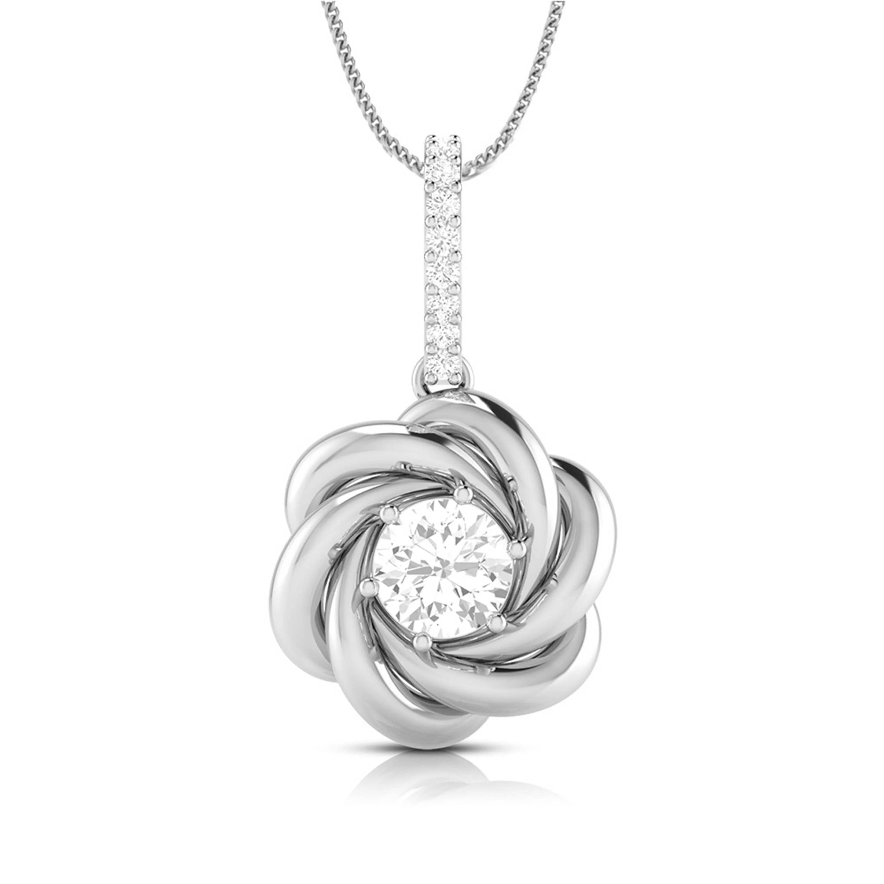 0.8 CT Swirl Solitaire Lab-Grown Diamond Star Pendant without Chain - Image 9