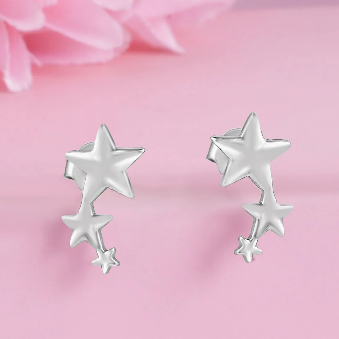 Celestial Twinkle Rhodium Plated 925 Sterling Silver Earrings - Image 3