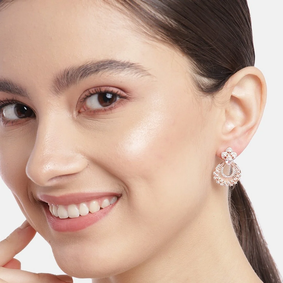 Chandbali Rose-Gold Plated 925 Sterling Silver Earring - Image 2