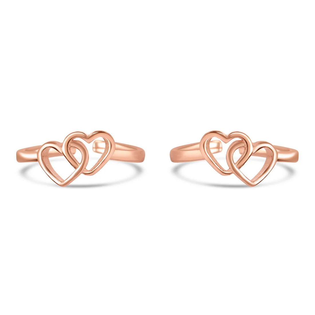 Charming Double Heart 925 Sterling Silver Rose Gold-Plated Toe Rings - Image 5