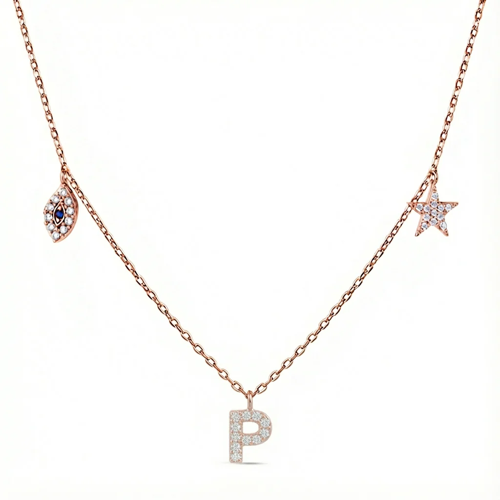 Charms Rose Gold Plated 925 Sterling Silver Necklace - Image 16