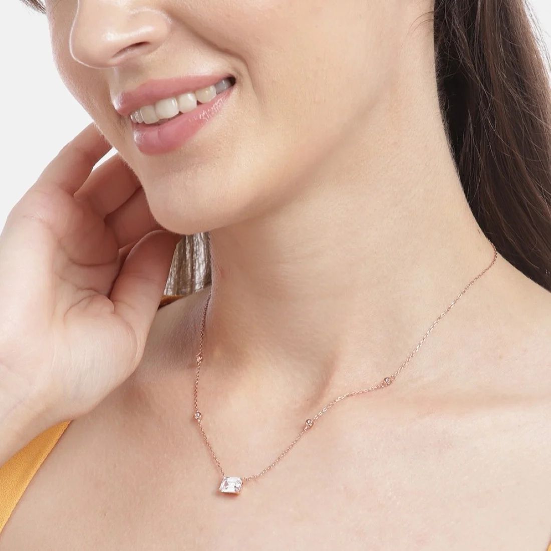 Cherished Luster Rose Gold CZ 925 Sterling Silver Necklace - Image 2