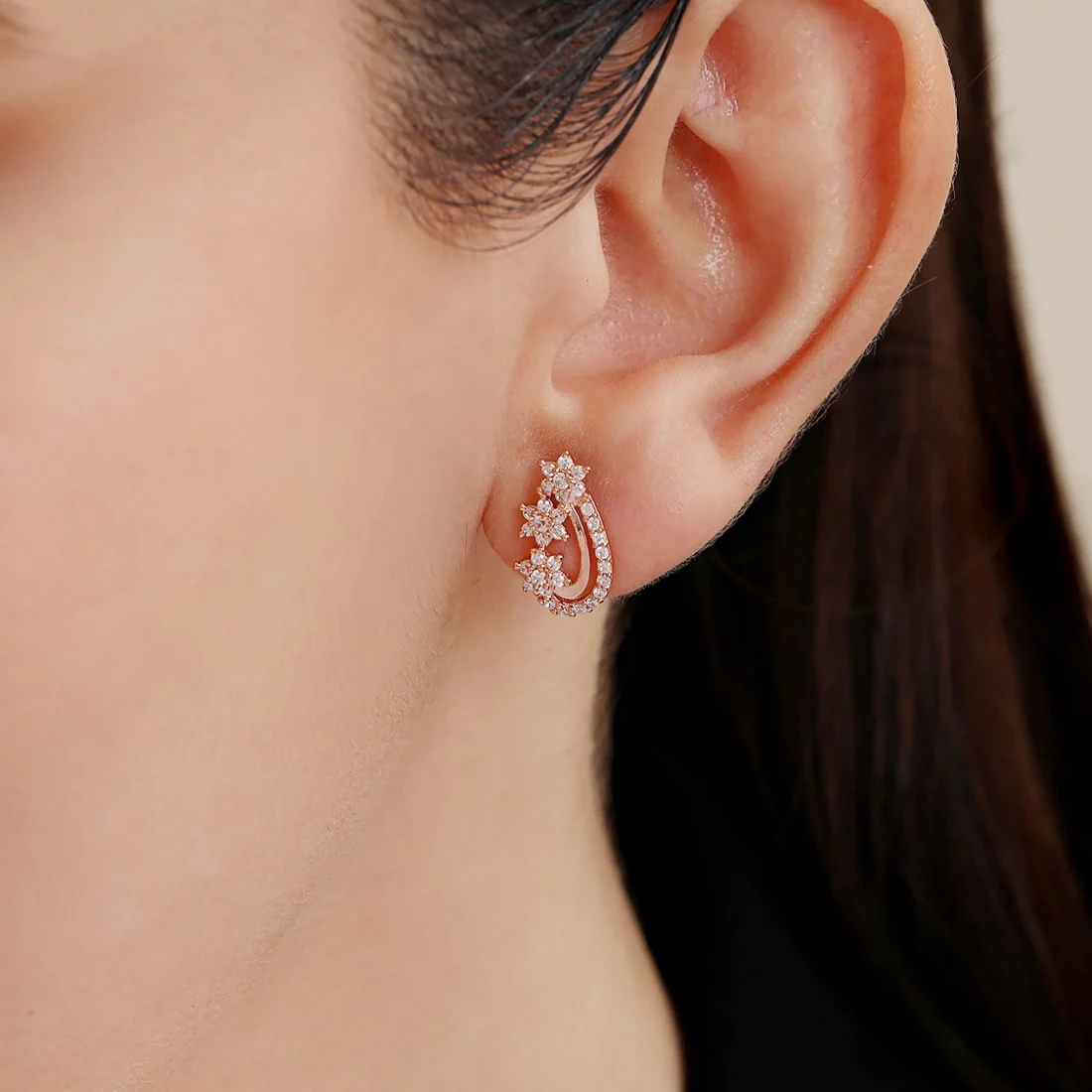Chic Design Rose Gold Plated 925 Sterling Silver Earrings - Image 2