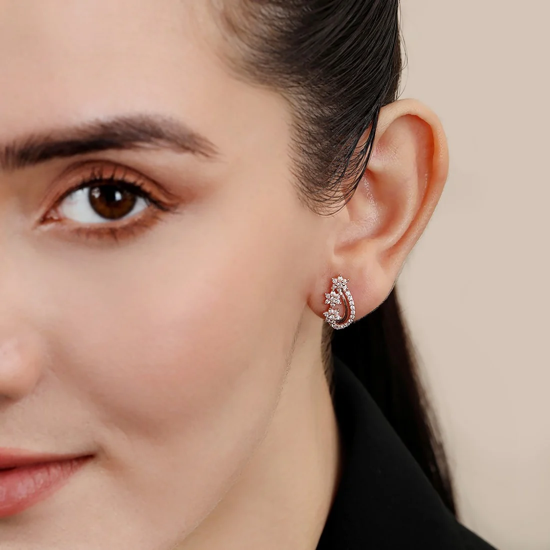 Chic Design Rose Gold Plated 925 Sterling Silver Earrings - Image 3