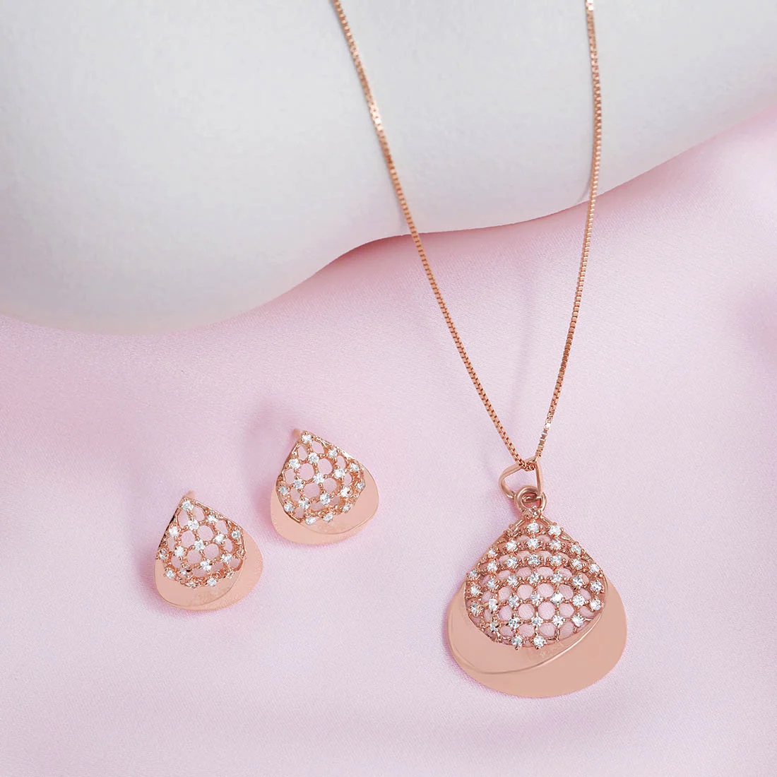 Chic Ensemble Rose Gold Plated 925 Sterling Silver Jewelry Set