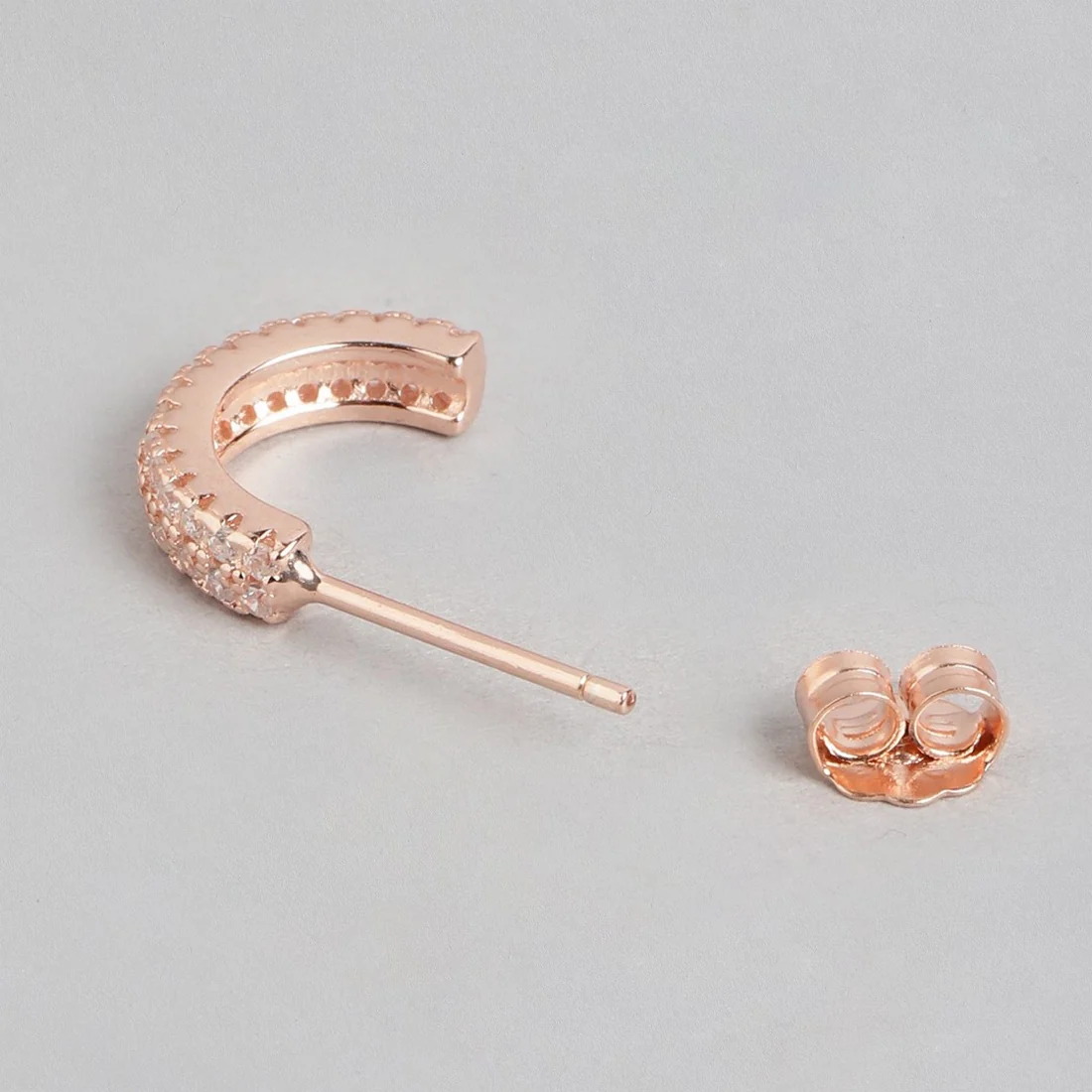 Chic Half Hoop Radiance Rose Gold-Plated CZ 925 Sterling Silver Earrings - Image 6