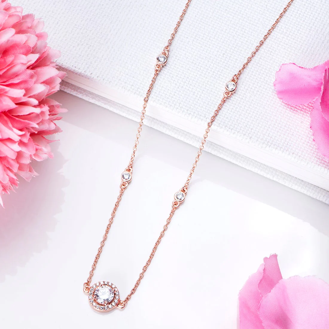 Circle of Radiance Rose Gold-Plated 925 Sterling Silver Necklace - Image 2