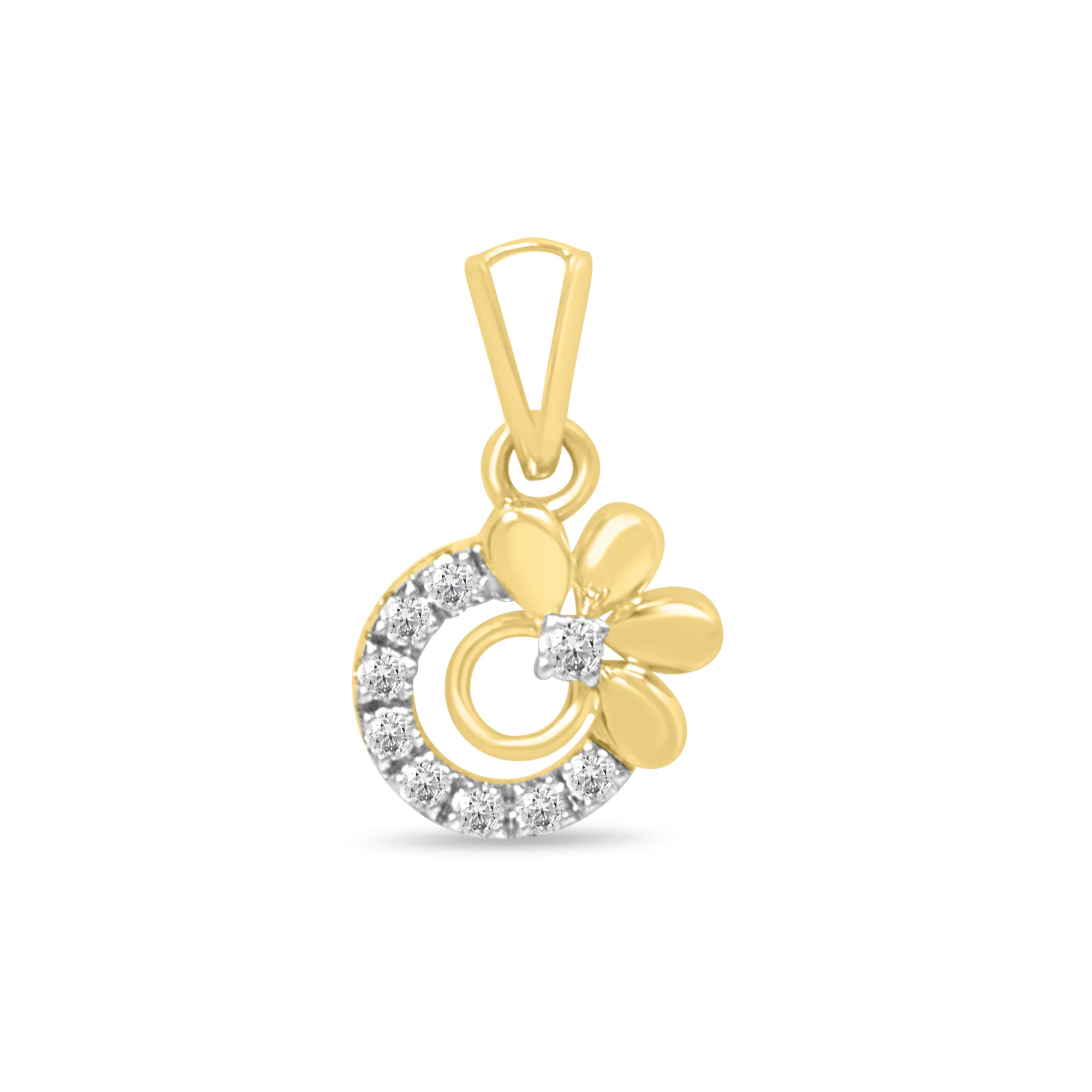 Circular Bloom Gold Pendant with Lab-Grown Diamonds without Chain