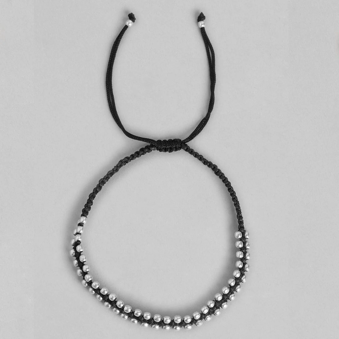 Classic Beaded Rhodium Plated 925 Sterling Silver Thread Anklet - Image 6