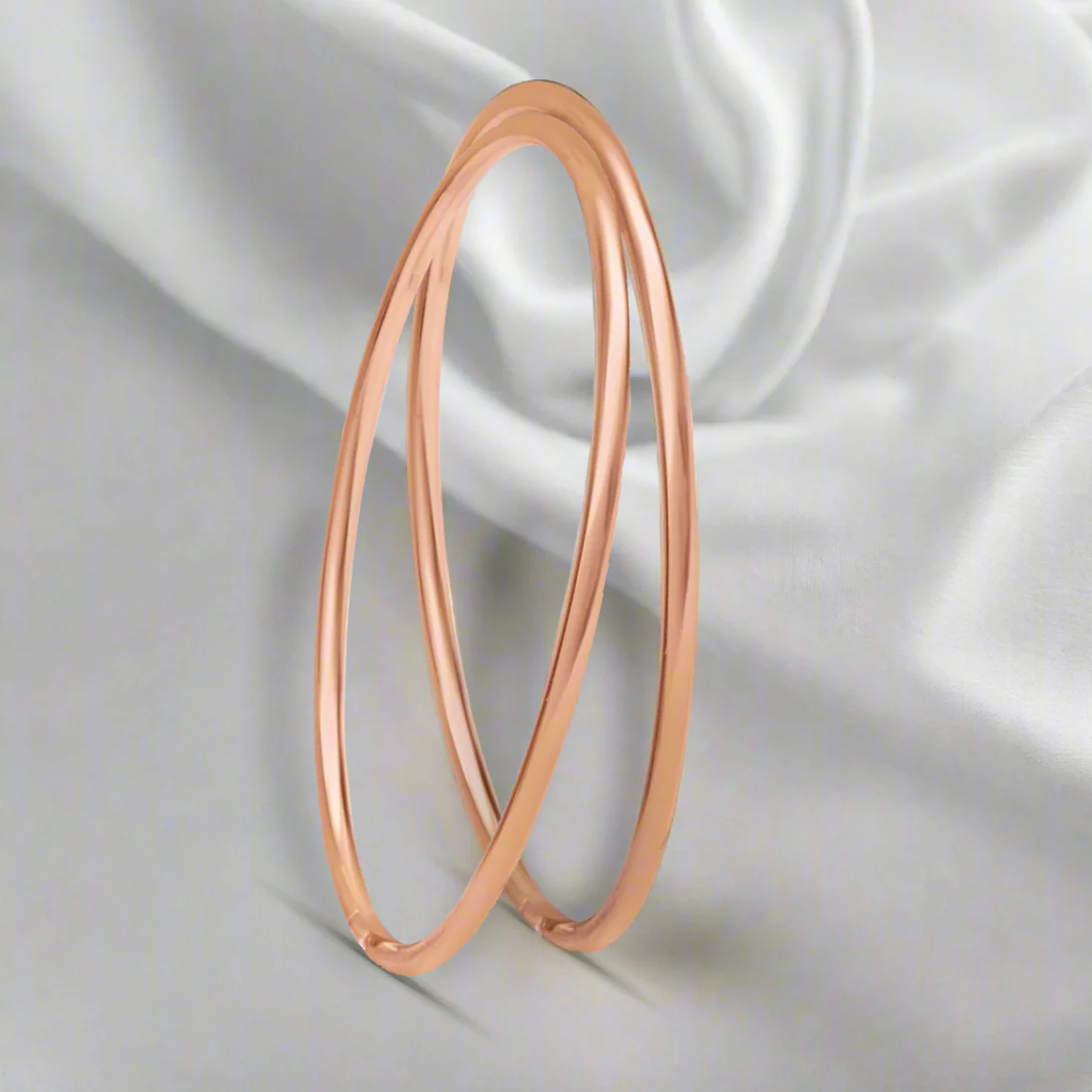 Classic Rose Gold Plated 925 Sterling Silver Plain Bangle - Image 3