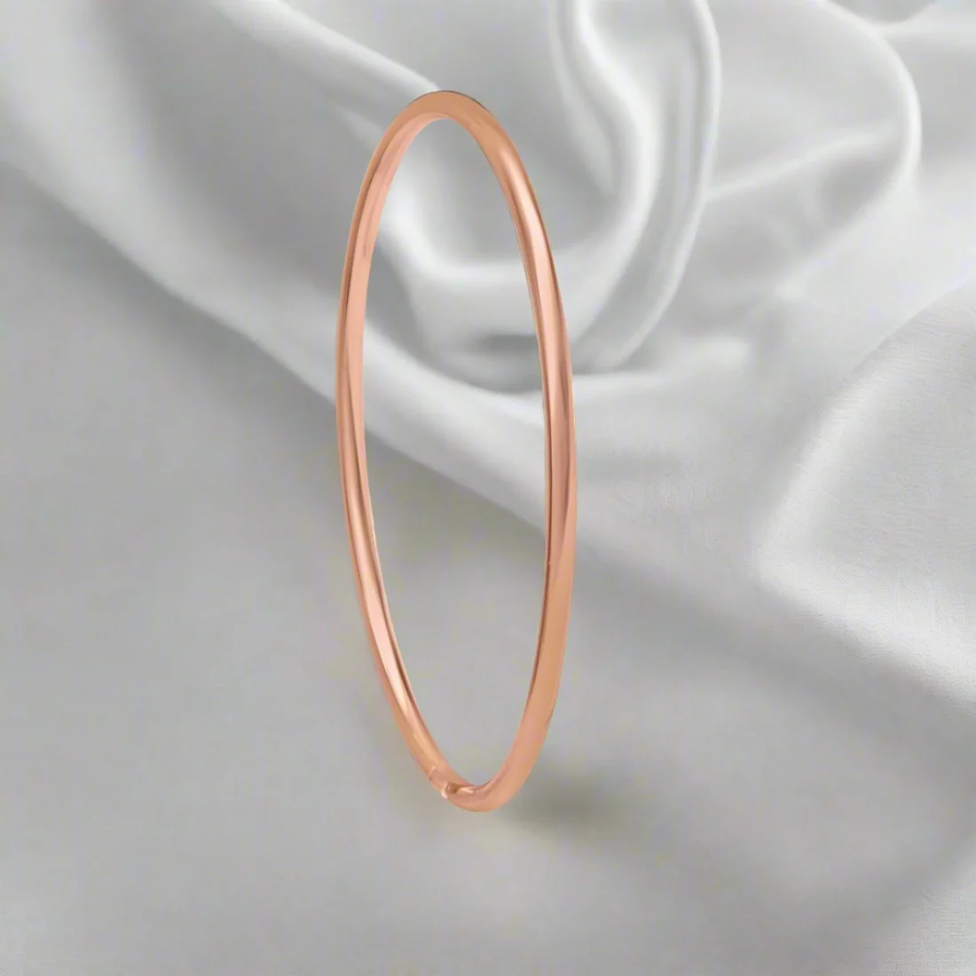 Classic Rose Gold Plated 925 Sterling Silver Plain Bangle - Image 4