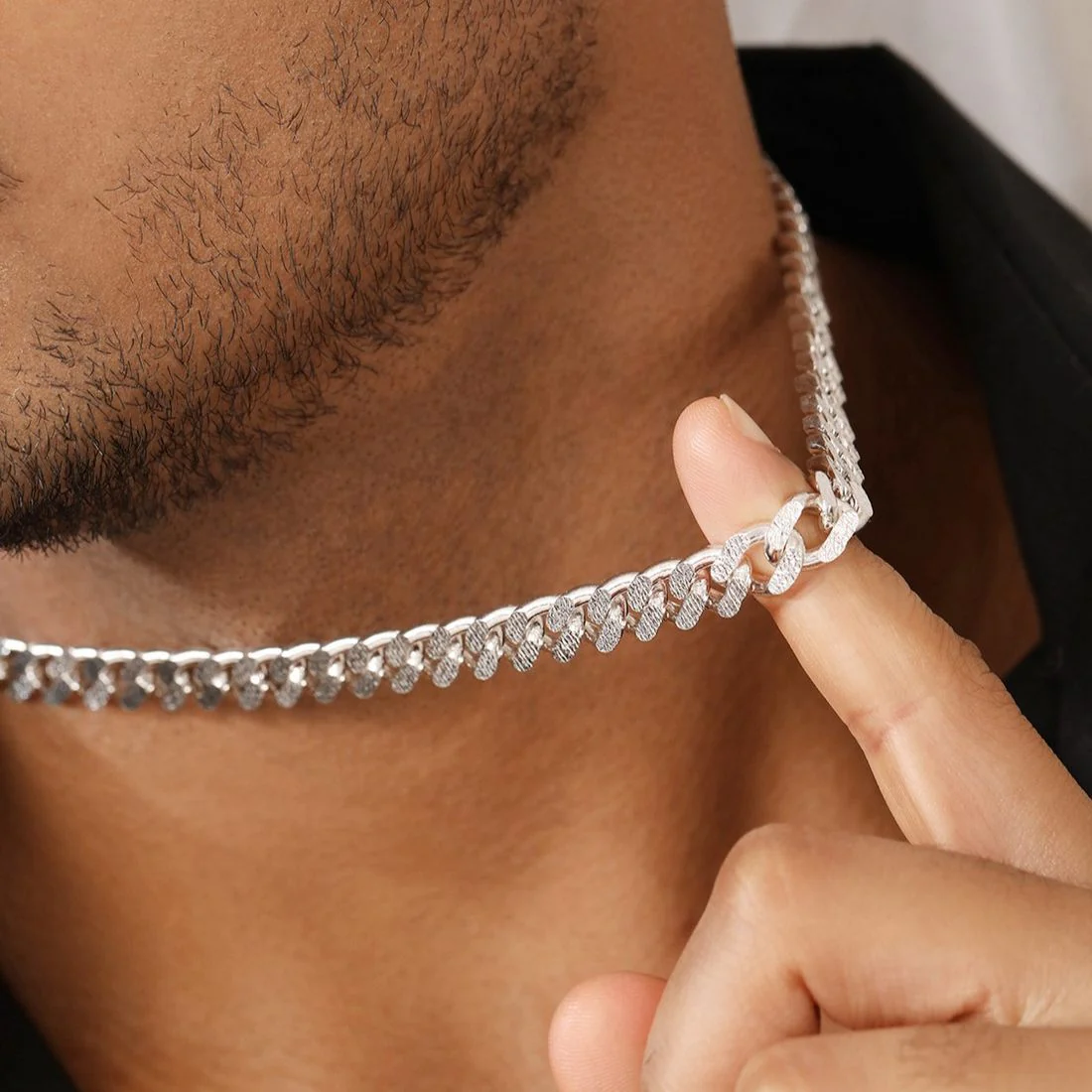 Classic Links Rhodium Plated 925 Sterling Silver Men's Chain - Image 3