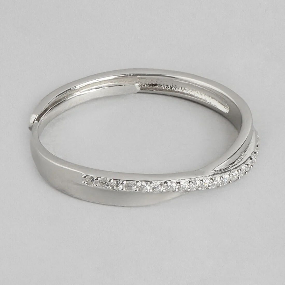 Classic One-Line CZ Rhodium Plated 925 Sterling Silver Women Ring (Onesize) - Image 6