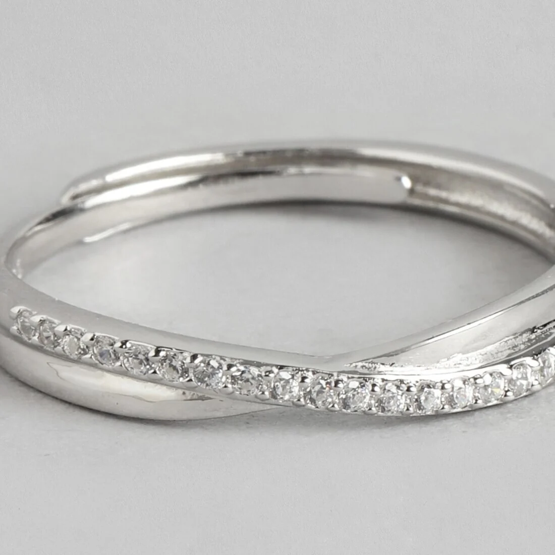 Classic One-Line CZ Rhodium Plated 925 Sterling Silver Women Ring (Onesize) - Image 8
