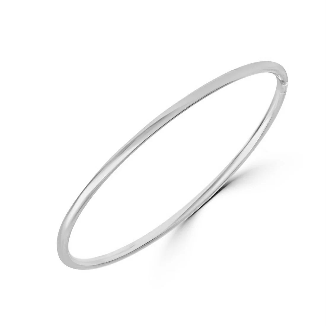 Classic Rhodium Plated 925 Sterling Silver Plain Bangle - Image 8