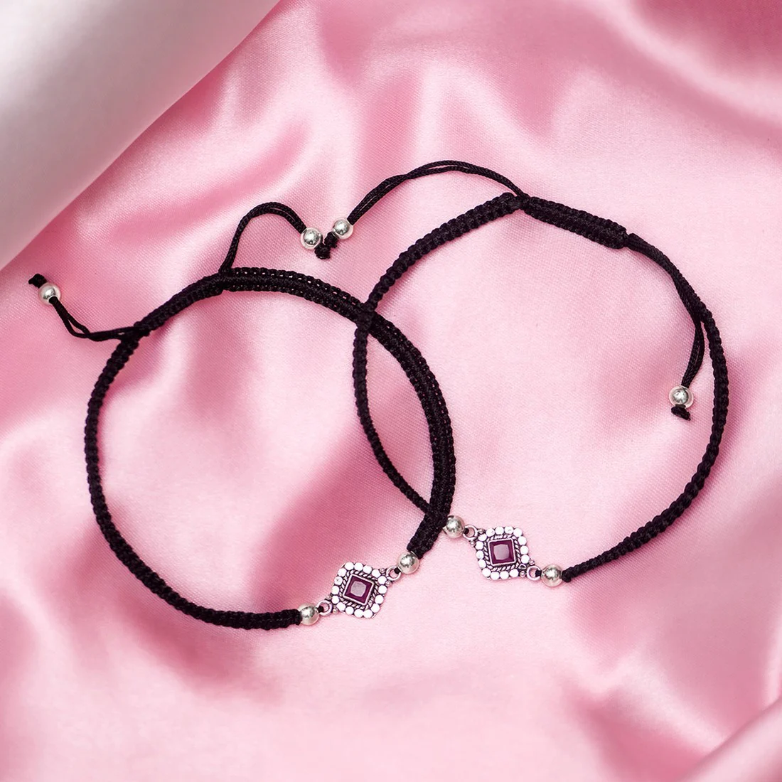 Classic Rhodium Plated Beaded 925 Sterling Silver Anklet - Image 4