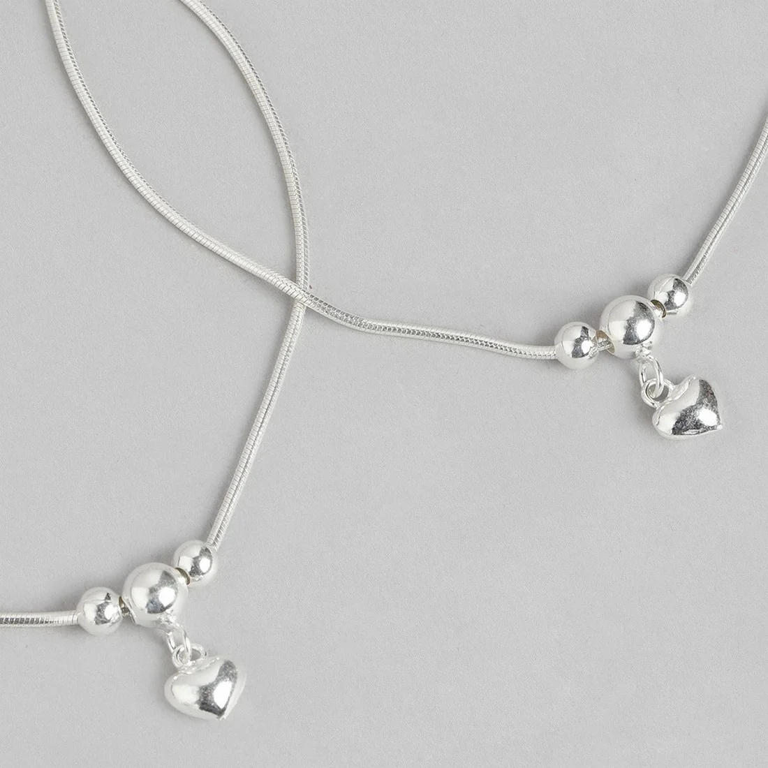 Classic Rhodium Plated Drop 925 Sterling Silver Chain Anklet - Image 8