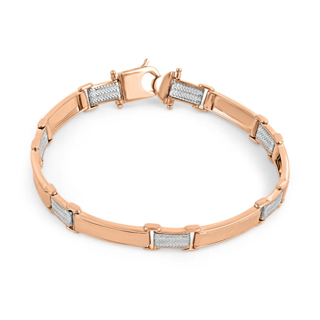 Classic Rhodium & Rose Gold Plated 925 Sterling Silver Men's Bracelet - Image 3
