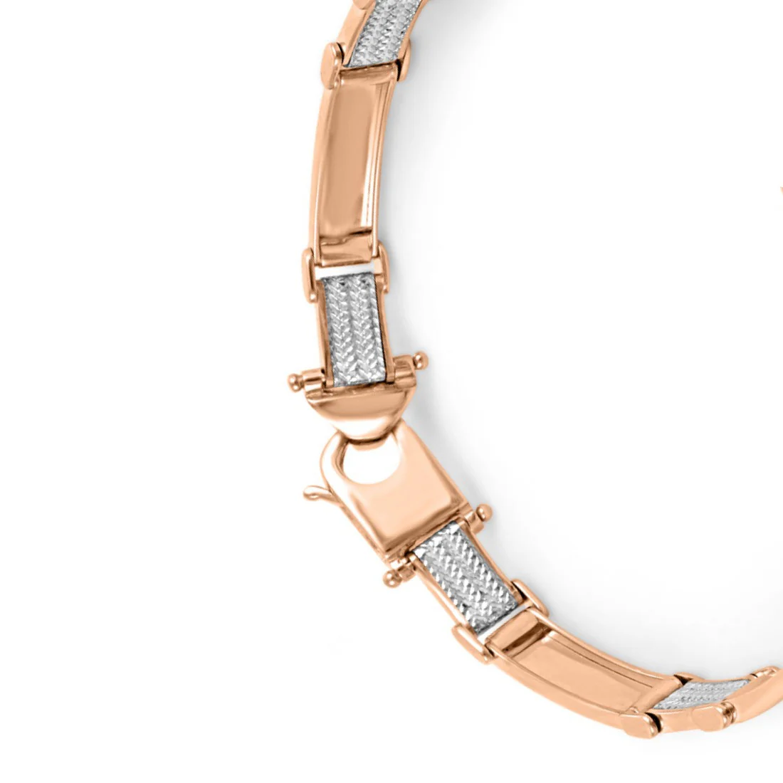 Classic Rhodium & Rose Gold Plated 925 Sterling Silver Men's Bracelet - Image 5