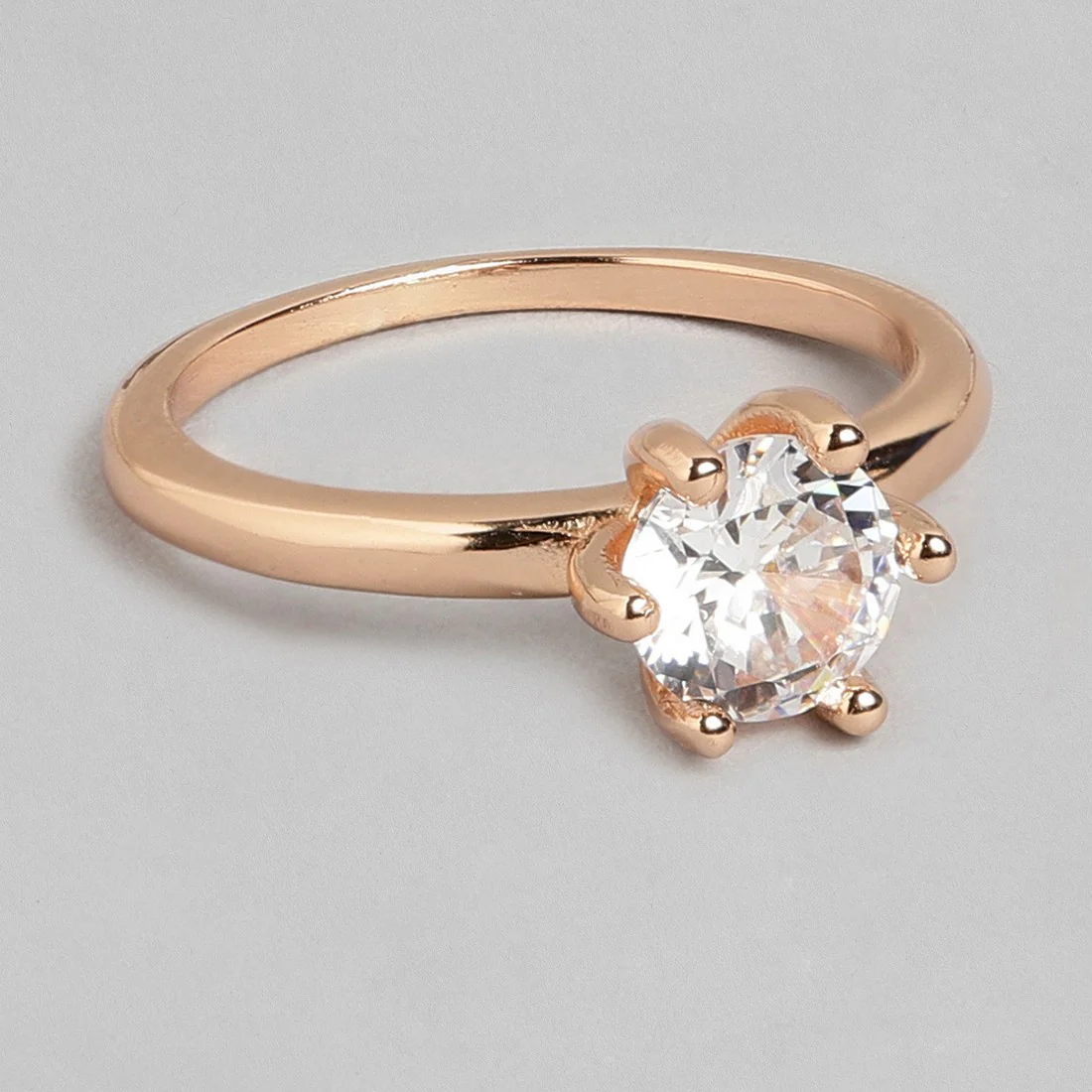Classic Solitaire 925 Sterling Silver Ring in Rose Gold (Adjustable) - Image 4