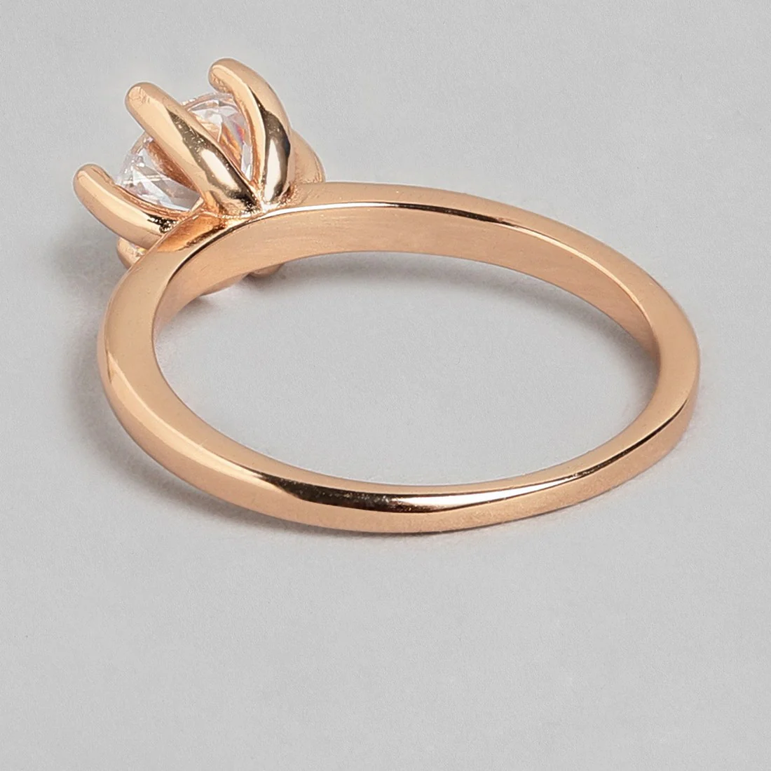 Classic Solitaire 925 Sterling Silver Ring in Rose Gold (Adjustable) - Image 6