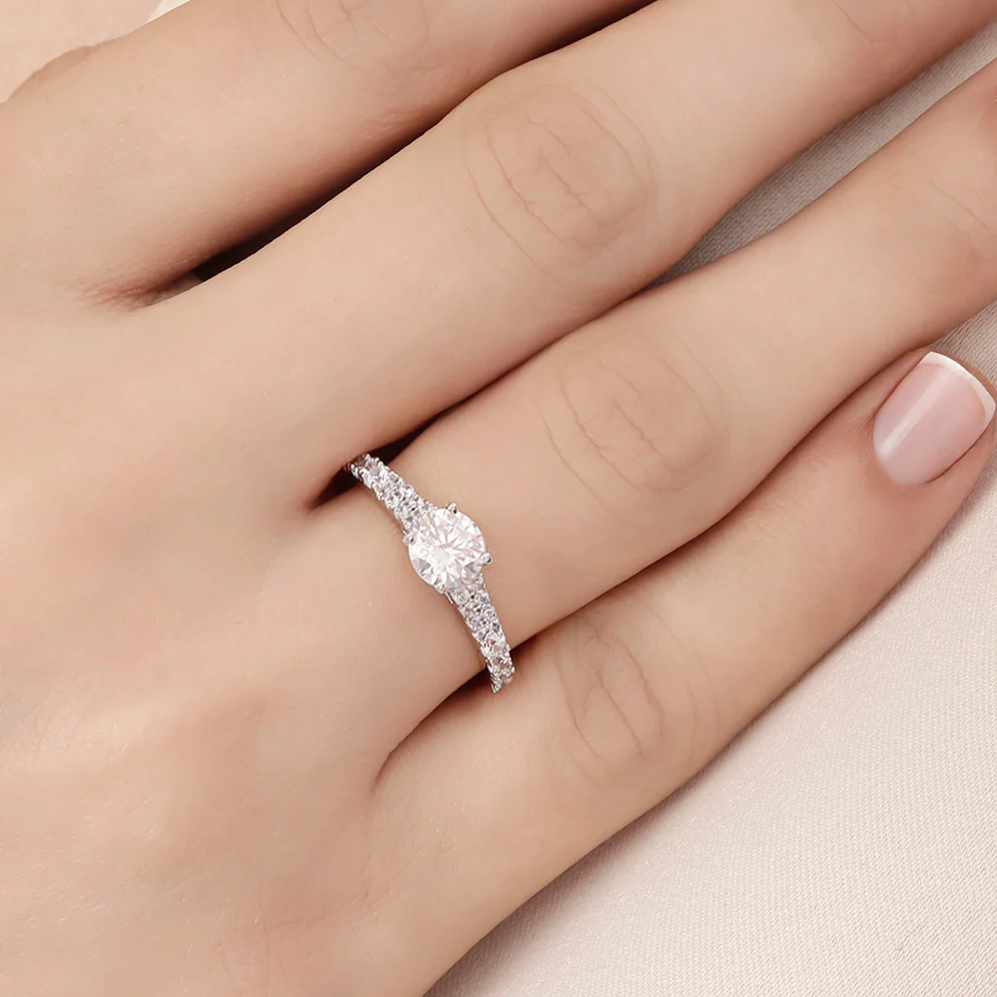 Classic Solitaire Rhodium Plated 925 Sterling Silver Ring - Image 3