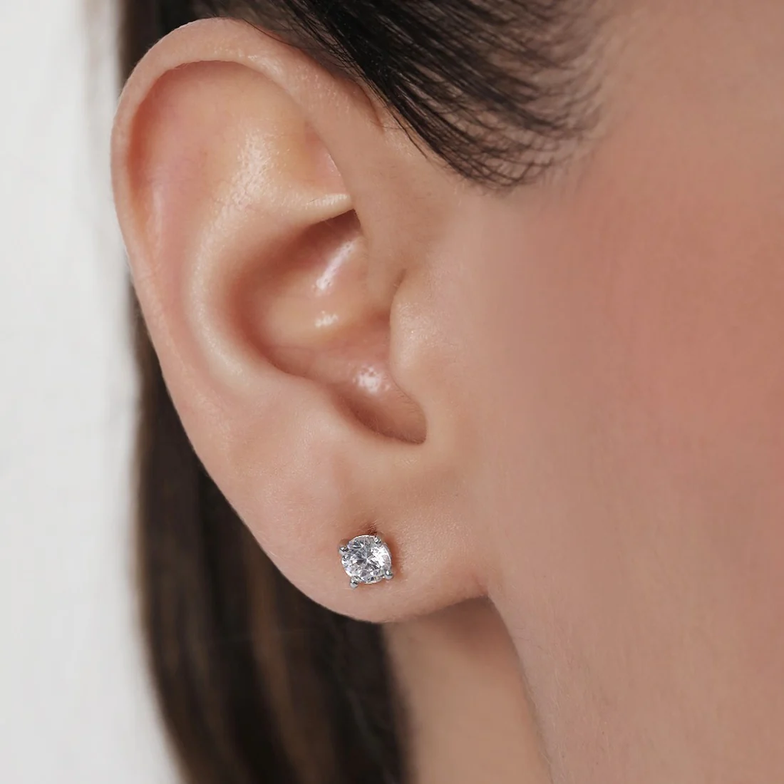 Classic Solitaire Rhodium-Plated & Rose Gold-Plated Earrings Set - Image 3
