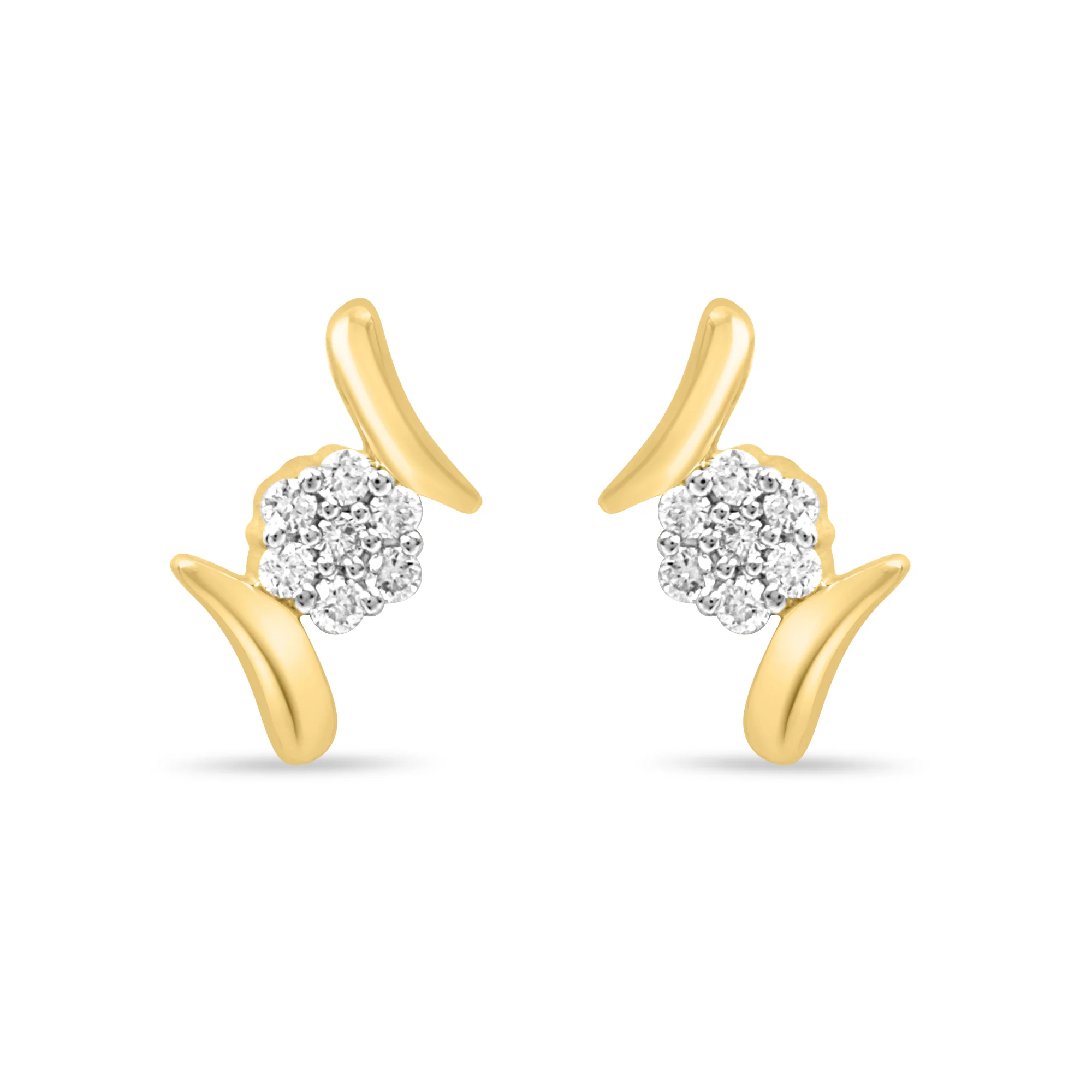 Classic Stud Gold Earrings with Lab-Grown Diamonds - Image 3