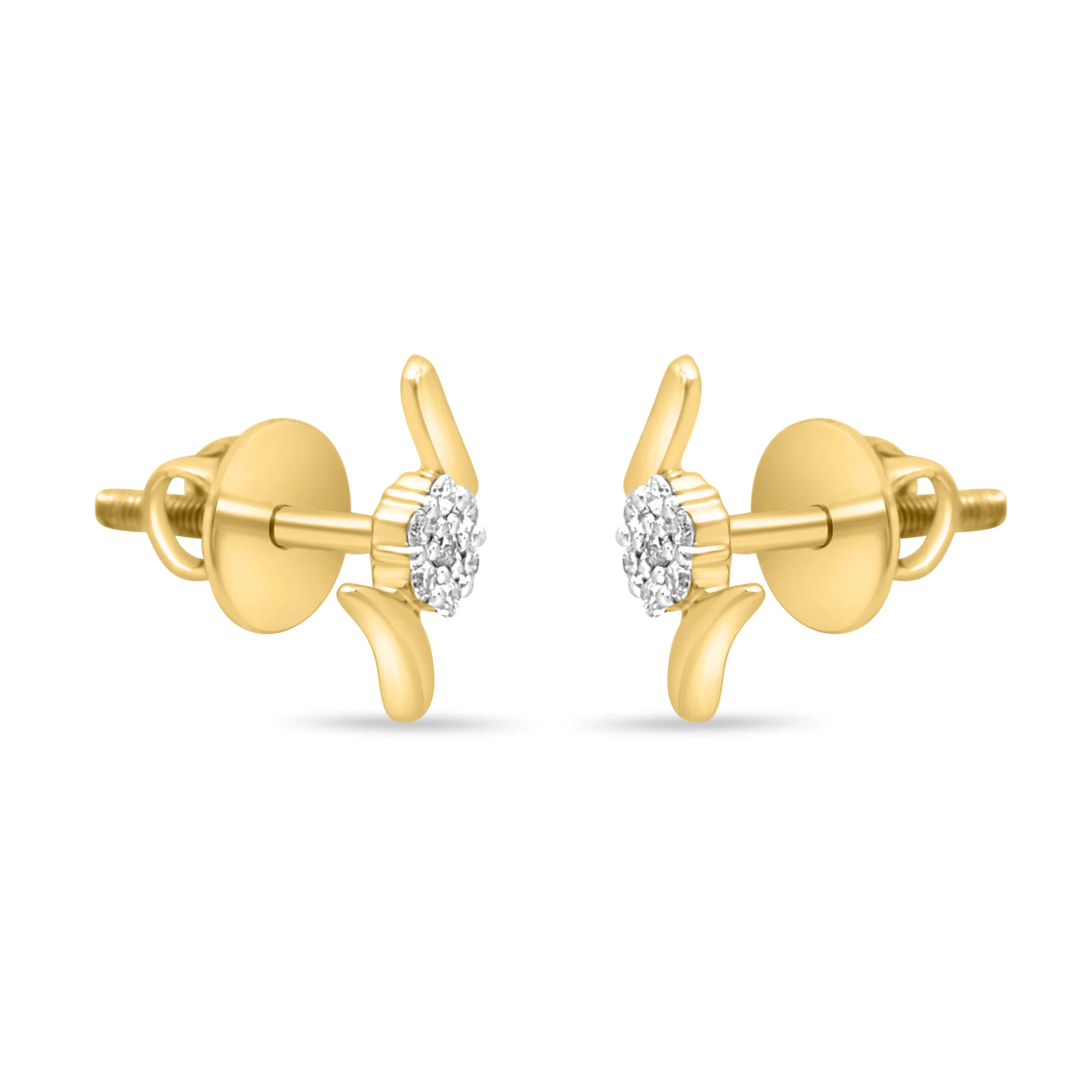 Classic Stud Gold Earrings with Lab-Grown Diamonds - Image 4