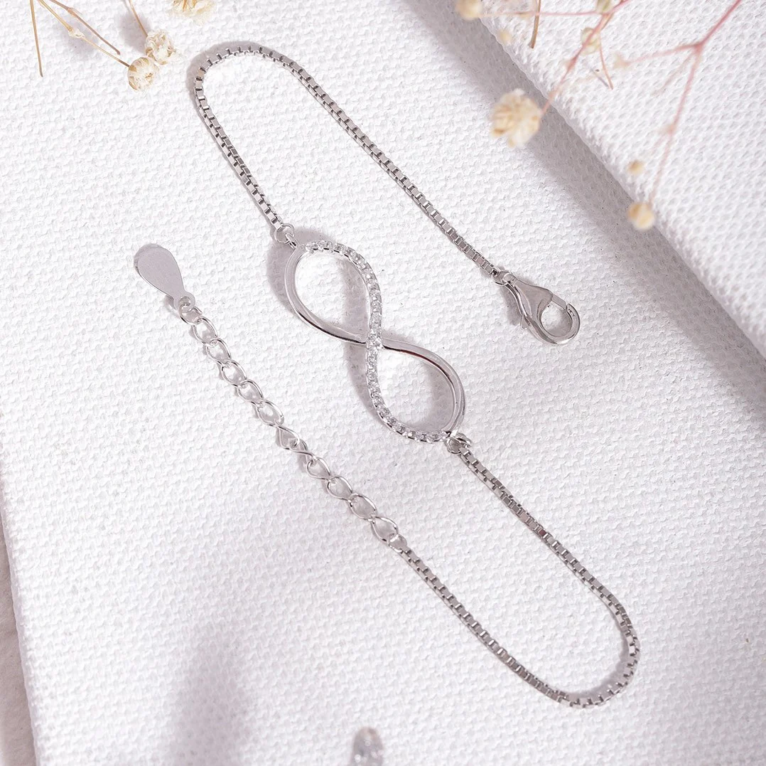 Classic Zircon Infinity 925 Silver Bracelet