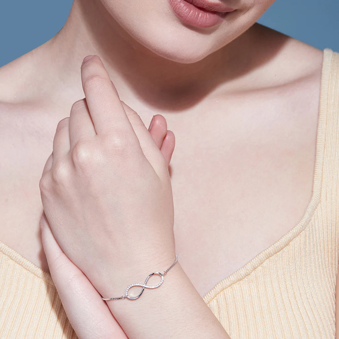 Classic Zircon Infinity 925 Silver Bracelet - Image 3