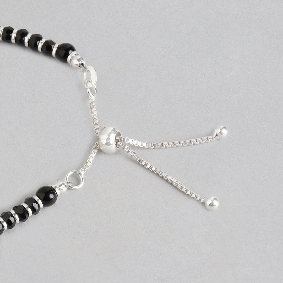 Classy Black Beaded 925 Sterling Silver Bracelet - Image 7