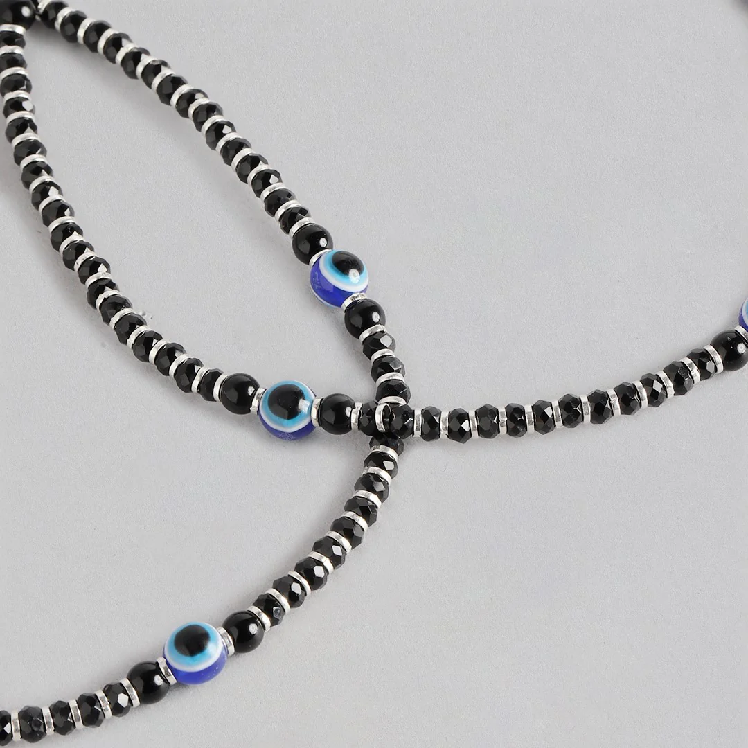 Classy Evil Eye Beaded 925 Silver Jewellery Set - Image 7