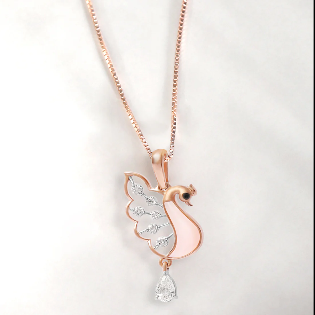 0.3 CT Stunning Gold Peacock Pendant with Lab-Grown Diamonds without Chain - Image 4