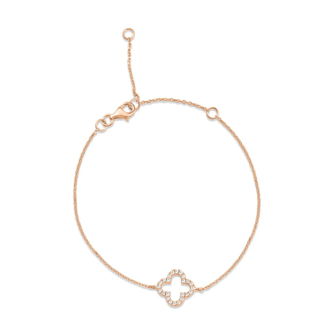 Clover Charm Rose Gold Plated 925 Sterling Silver Bracelet - Image 6