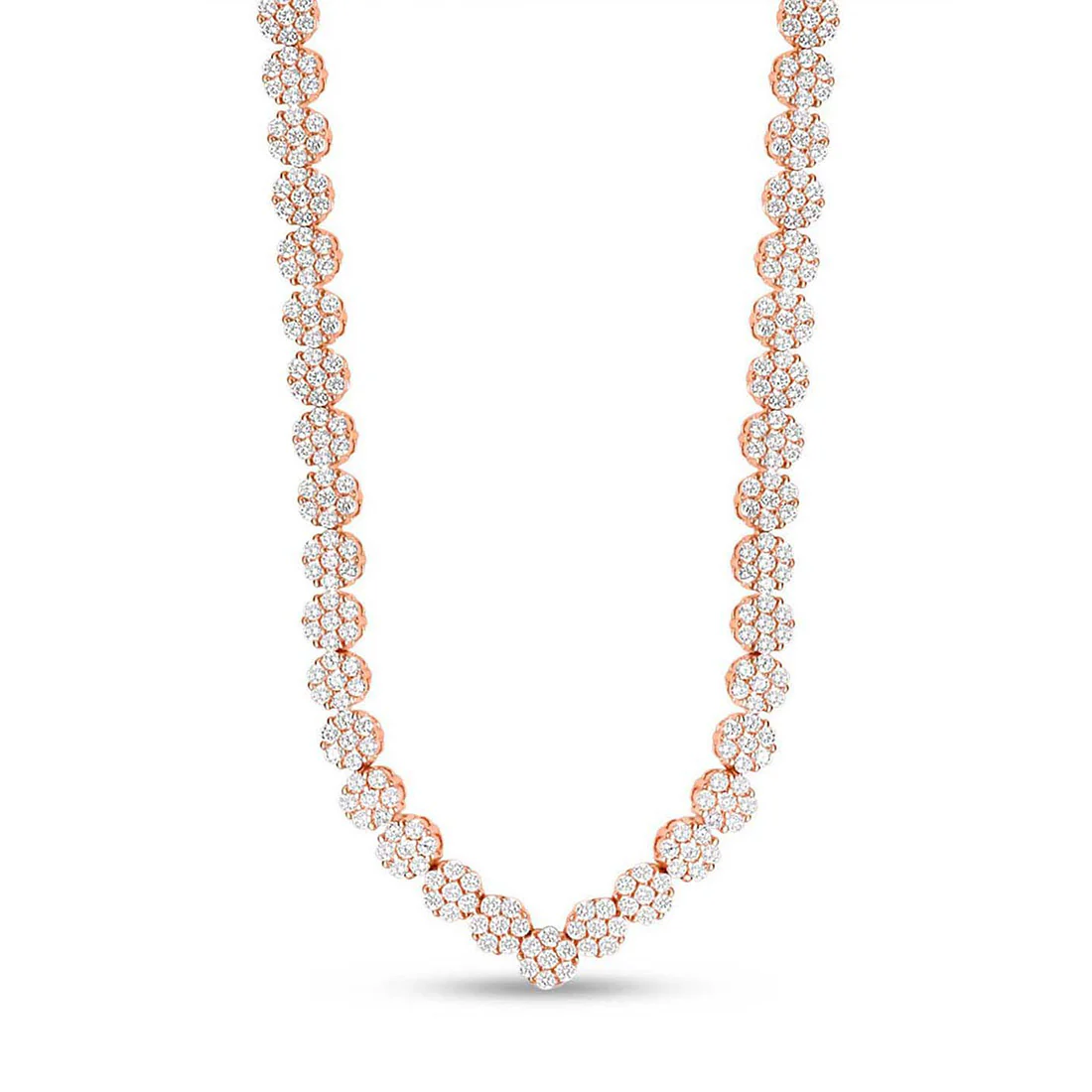 Cluster CZ Rose Gold Plated 925 Sterling Silver Necklace - Image 4