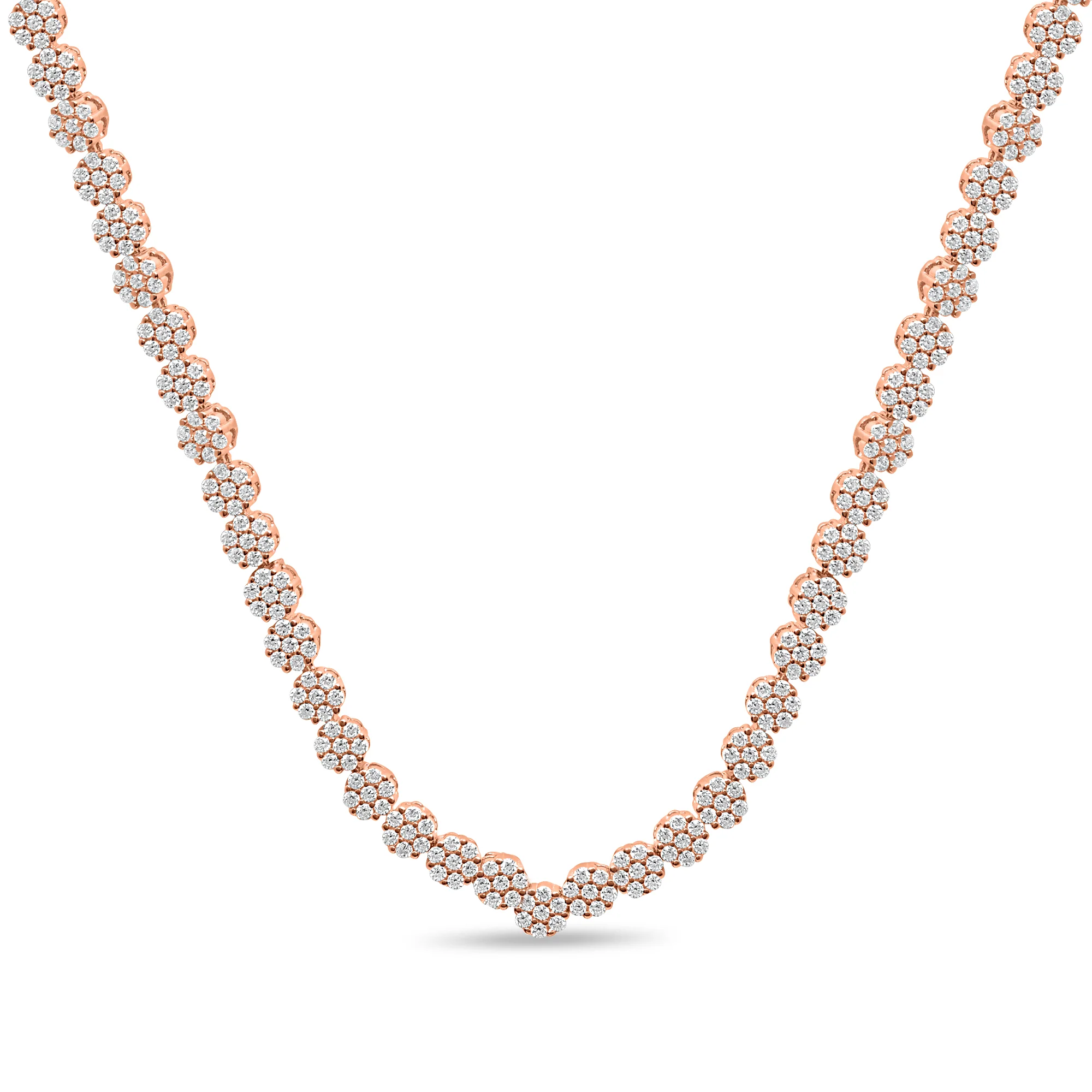 Cluster CZ Rose Gold Plated 925 Sterling Silver Necklace - Image 5
