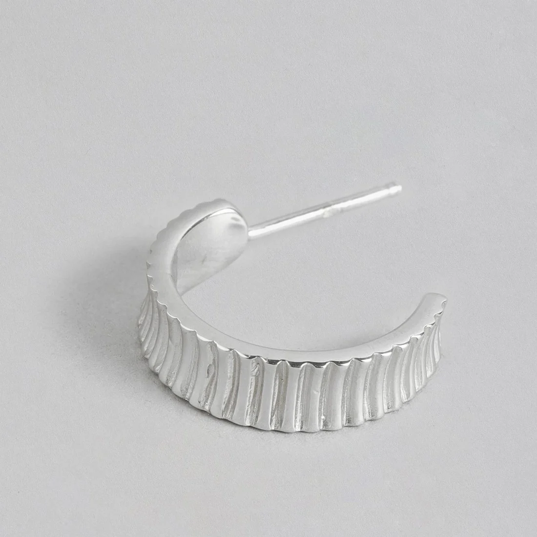 Contemporary Half Hoop Rhodium Plated Earring - Image 5