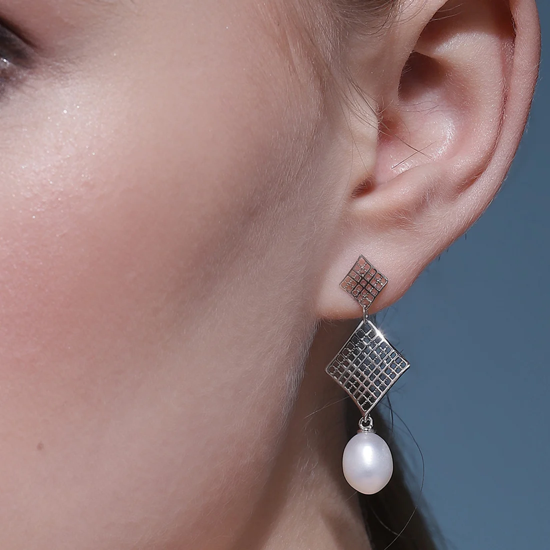 Pearl Drop Earrings 925 Silver Studs - Image 3
