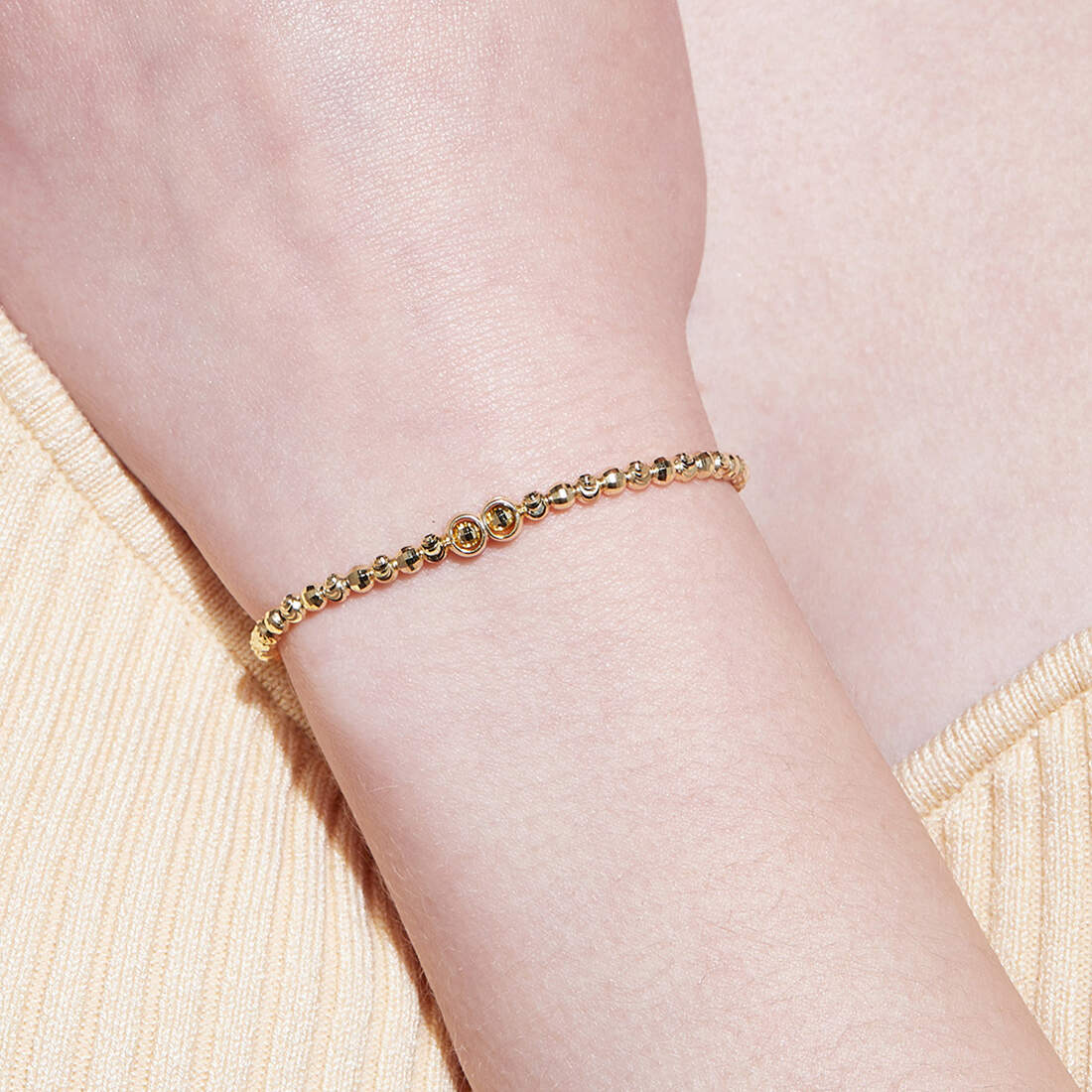 Golden Love Beads 925 Silver Stretchable Bracelet - Image 2