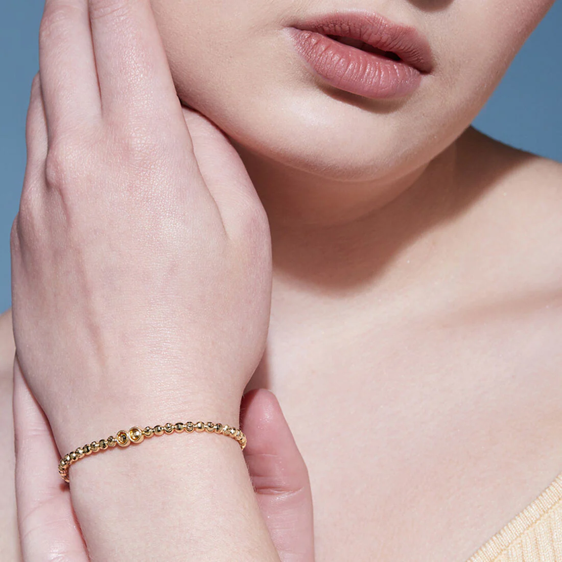 Golden Love Beads 925 Silver Stretchable Bracelet - Image 3